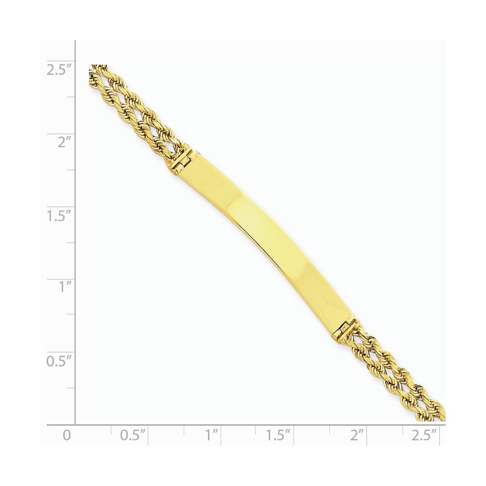 Jewelryweb 14k Yellow Gold Two Strand Rope ID Bracelet - 7 Inch - Lobster Claw - Measures 6mm Wide