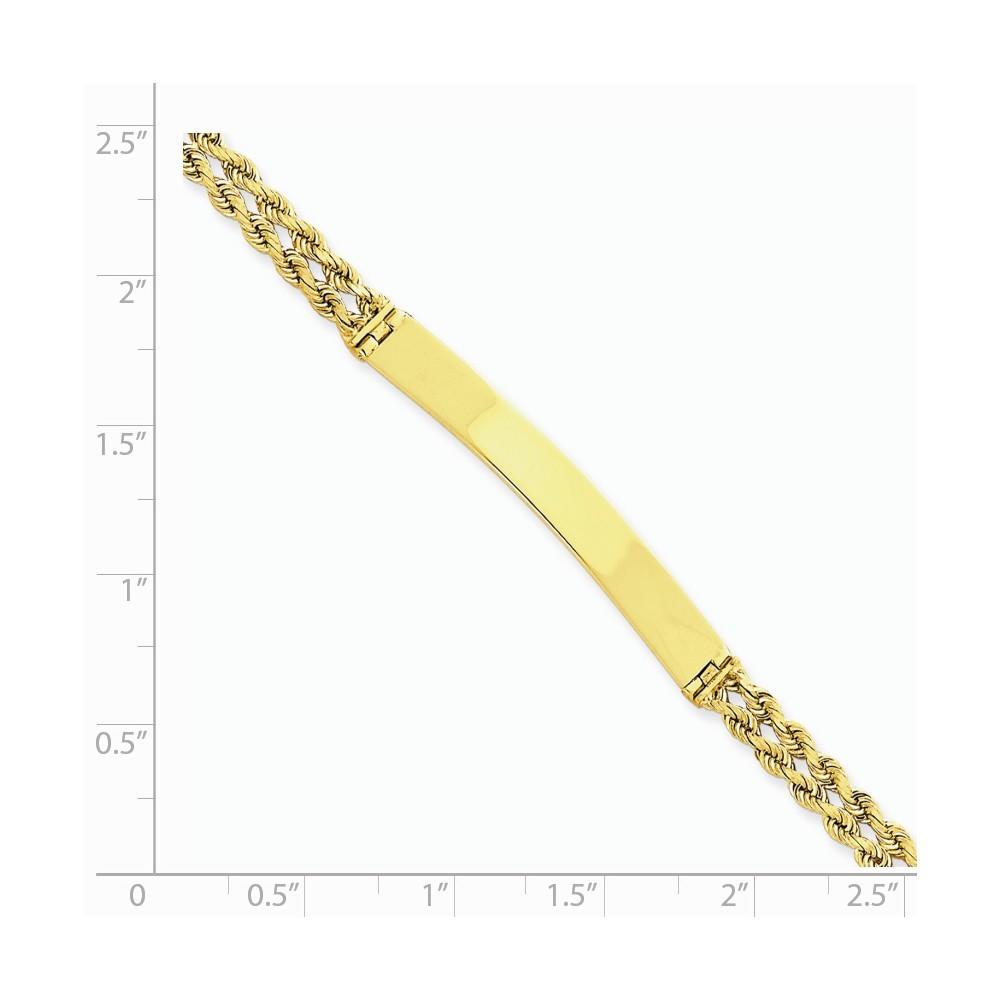 Jewelryweb 14k Yellow Gold Two Strand Rope ID Bracelet - 8 Inch - Lobster Claw - Measures 6mm Wide
