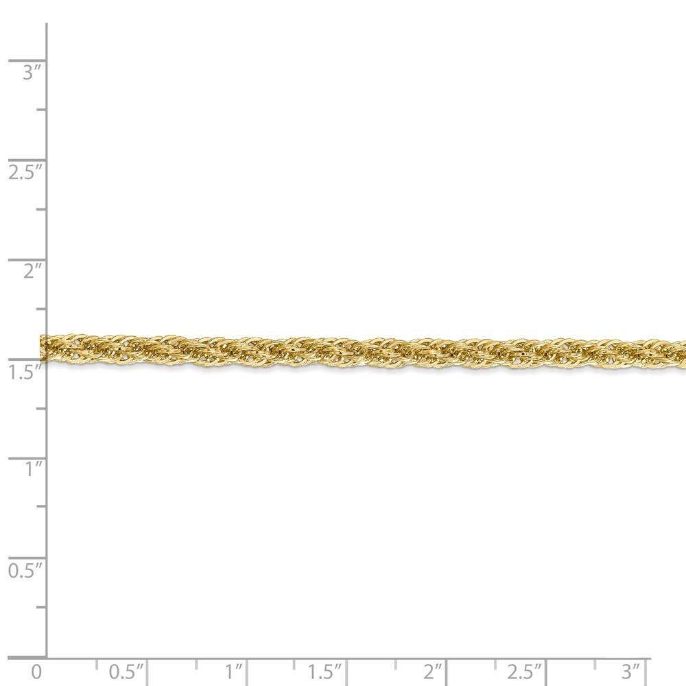 Jewelryweb 3.3mm 14k Yellow Gold Sparkle-Cut Hollow Chain Bracelet - 7 Inch