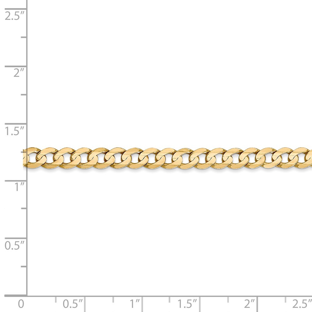 Jewelryweb 14k Yellow Gold 4.5mm Open Concave Curb Chain Bracelet - 8 Inch - Lobster Claw
