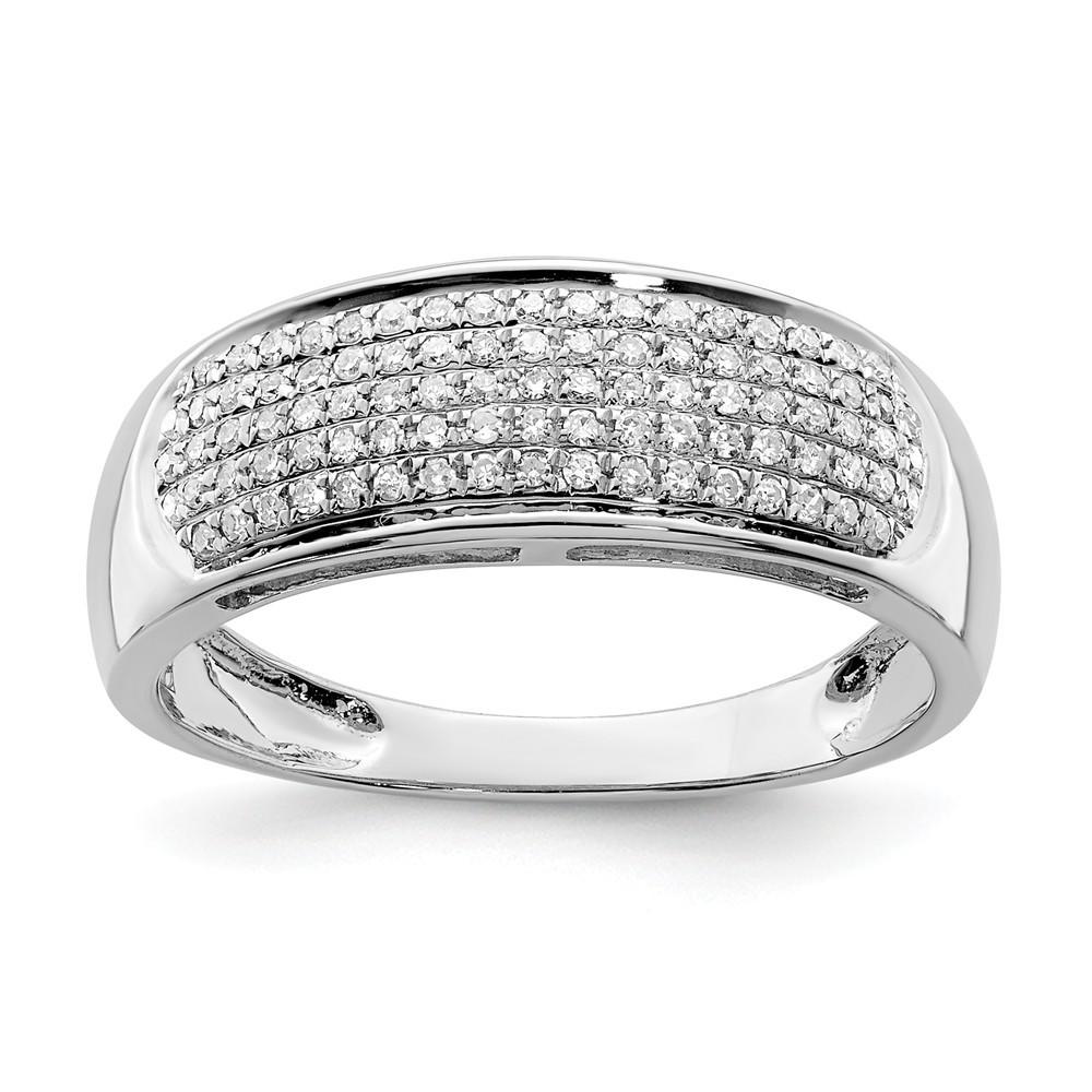 Jewelryweb Sterling Silver Five Row Diamond Band Ring - Size 8