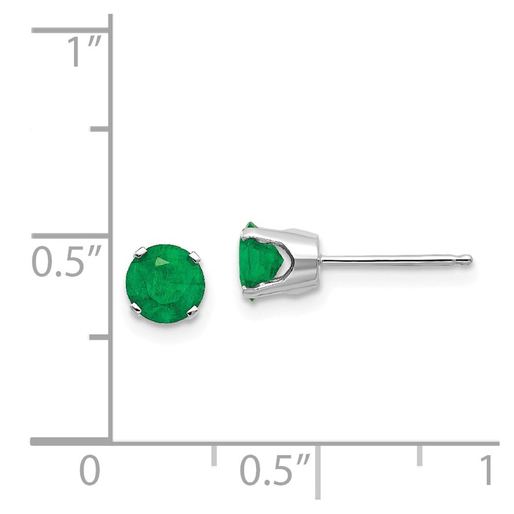 Jewelryweb 14k White Gold 5mm Emerald Stud Earrings - Measures 5x5mm Wide