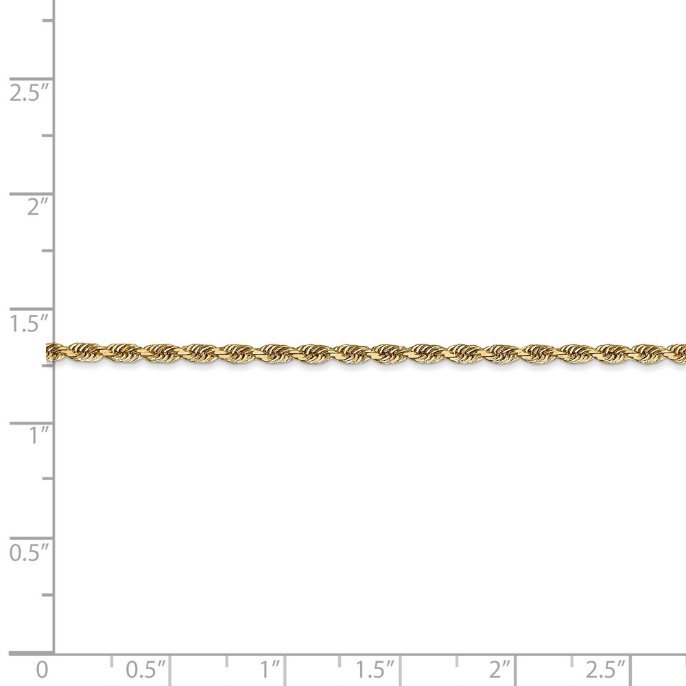 Jewelryweb 14k Yellow Gold 2.25mm Sparkle-Cut Quadruple Rope Chain Ankle Bracelet - 10 Inch