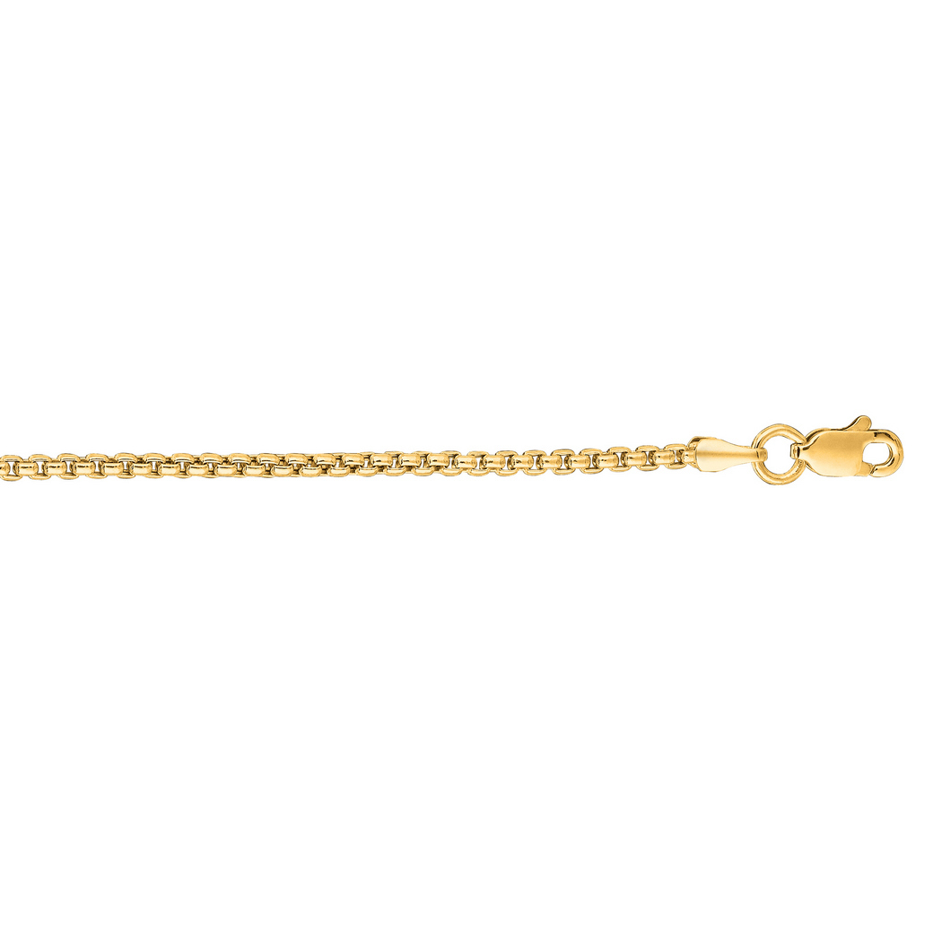 Jewelryweb 14k Yellow Gold 1.7mm Shiny Round Box Chain With Lobster Clasp Necklace - 24 Inch