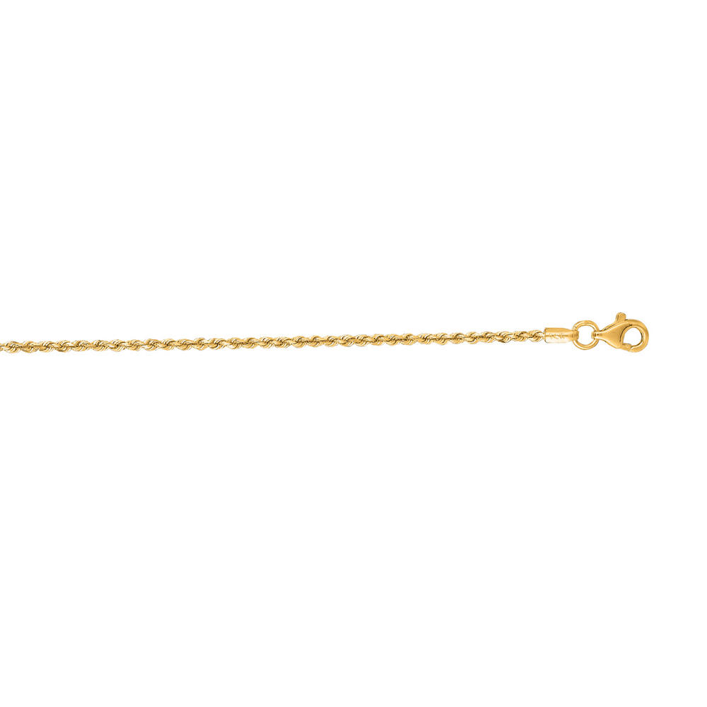Jewelryweb 14k Yellow Gold 1.5mm Shiny Solid Sparkle-Cut Rope Chain With Lobster Clasp Necklace - 24 Inch