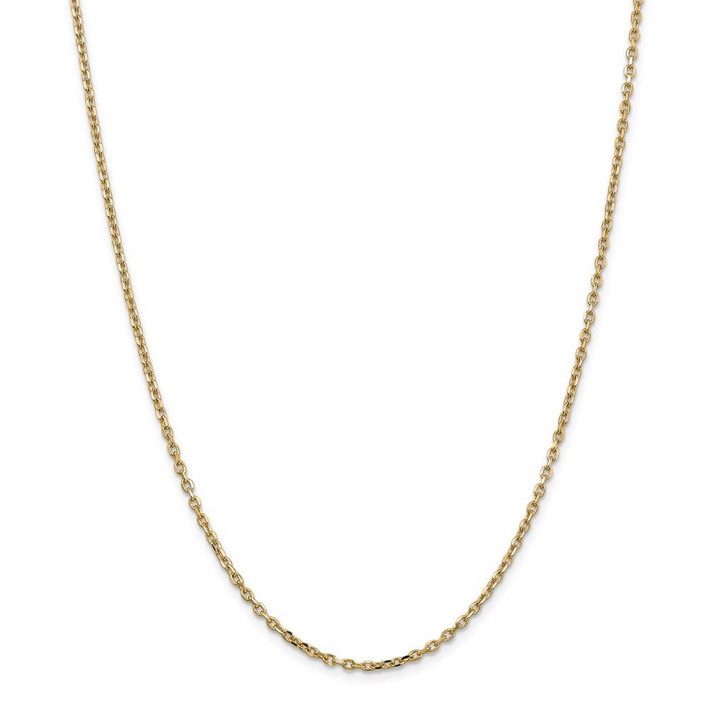 Jewelryweb 14k Yellow Gold 2.2mm Sparkle-Cut Cable Chain Necklace - 20 Inch - Lobster Claw