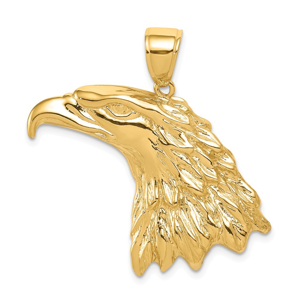 Jewelryweb 14k Yellow Gold Eagle Head Pendant - Measures 33.5x33mm Wide