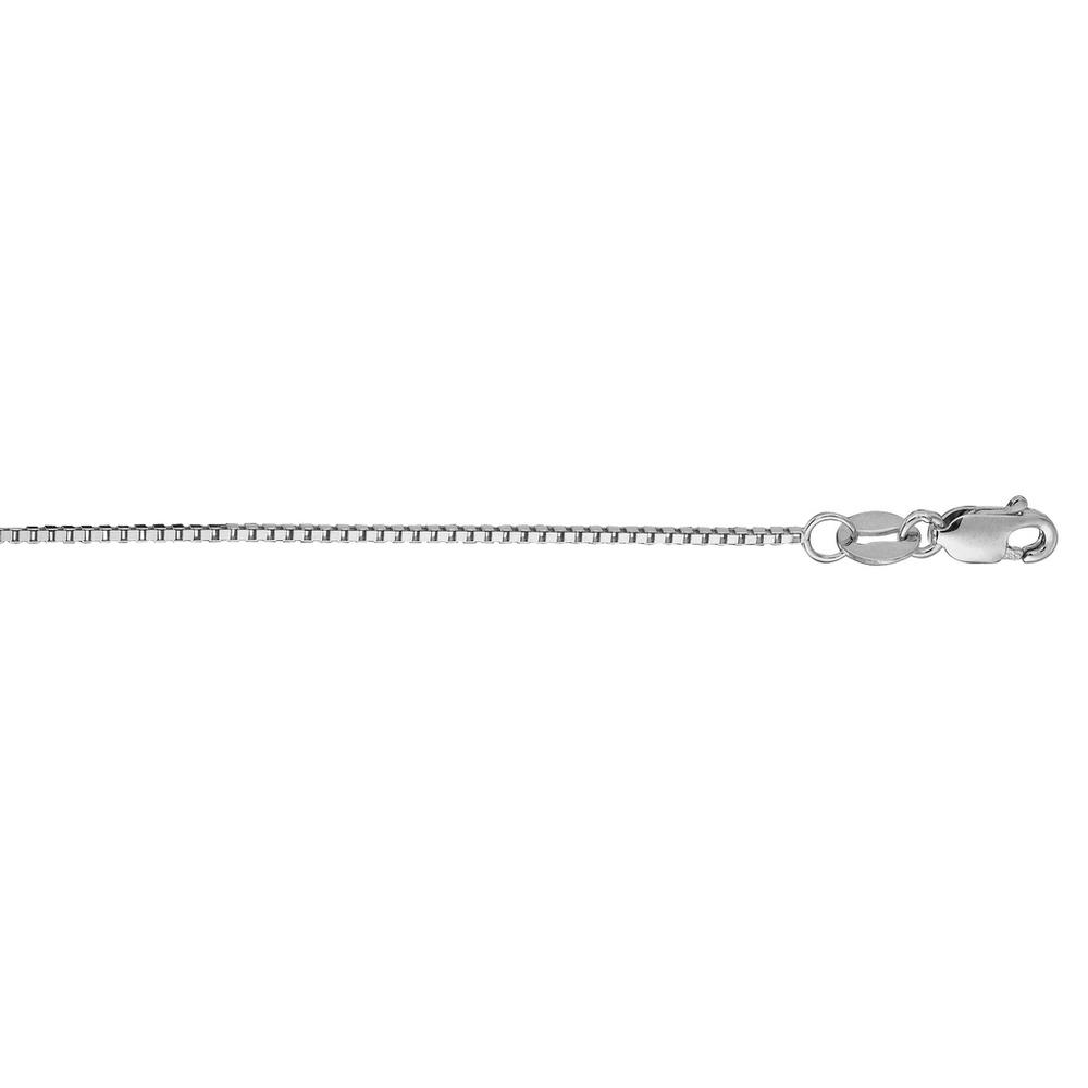 Jewelryweb 14k White Gold 0.8mm Shiny Classic Box Chain With Lobster Clasp Necklace - 24 Inch