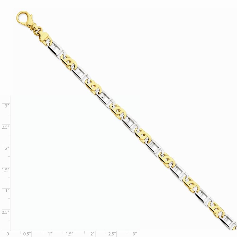 Jewelryweb 14k Two-Tone Gold 5.8mm Polished Fancy Link Chain Bracelet - 7.5 Inch
