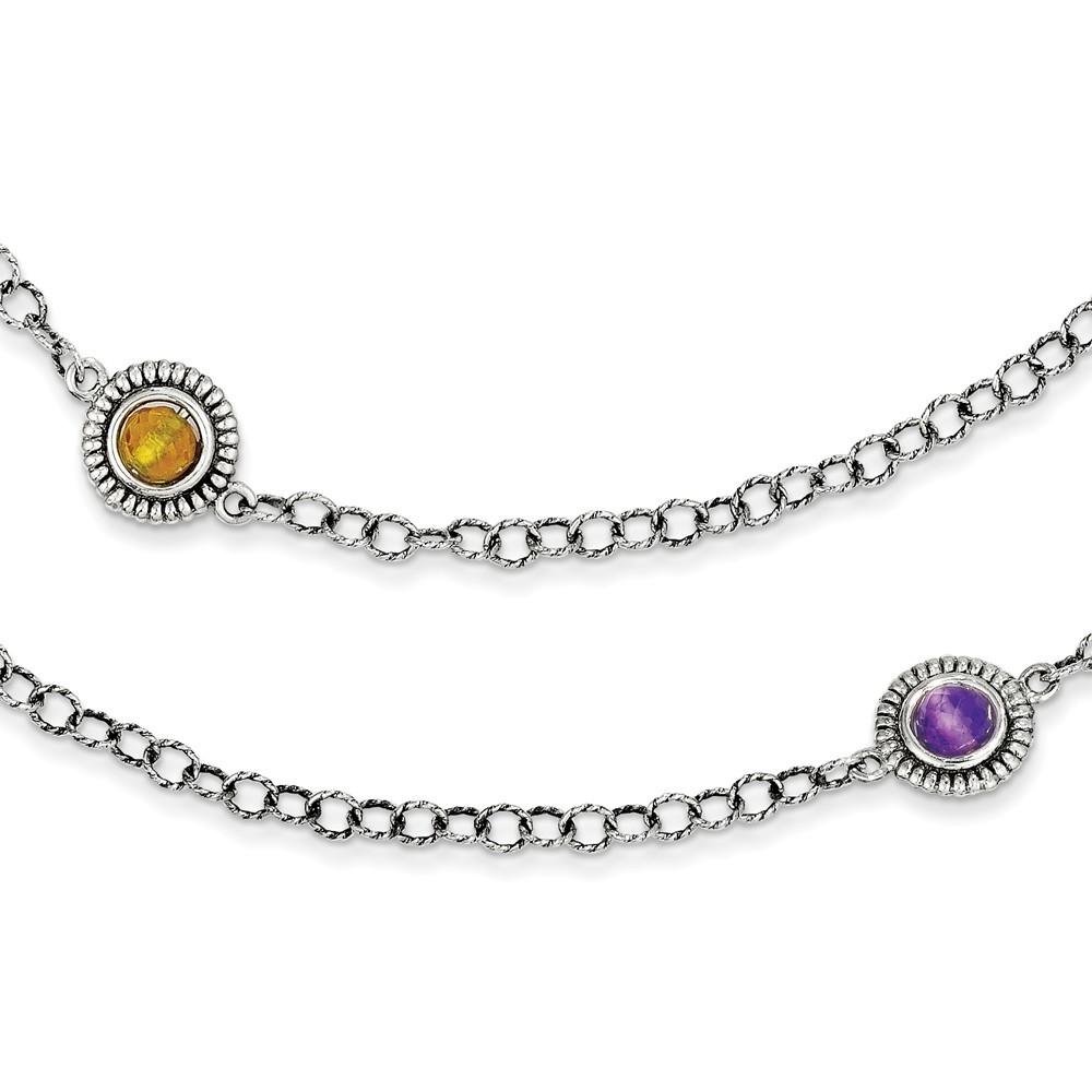 Jewelryweb 14k Yellow Blue Topaz Citrine Amethyst Necklace - 30 Inch
