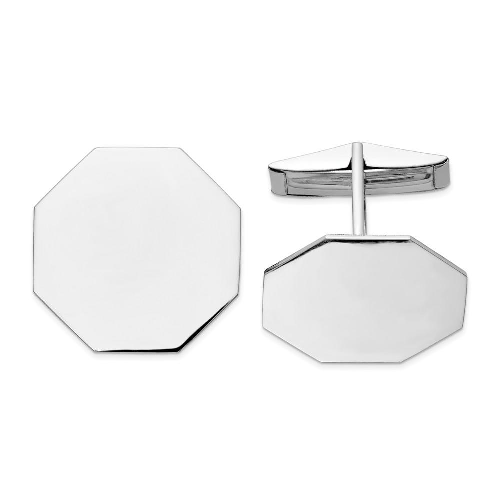 Jewelryweb 14k White Gold Octagon Cuff Links - Measures 20x20mm Wide