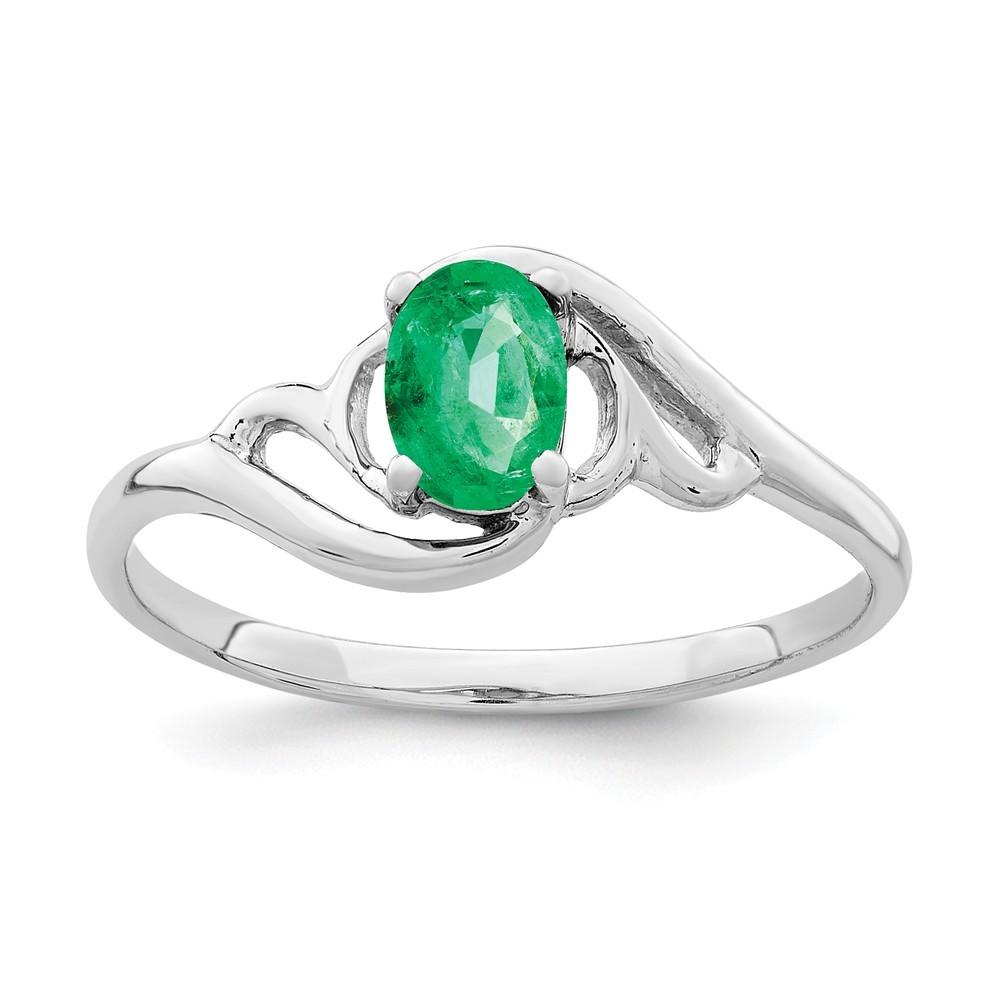 Jewelryweb 14k White Gold Emerald Ring - Size 6.00