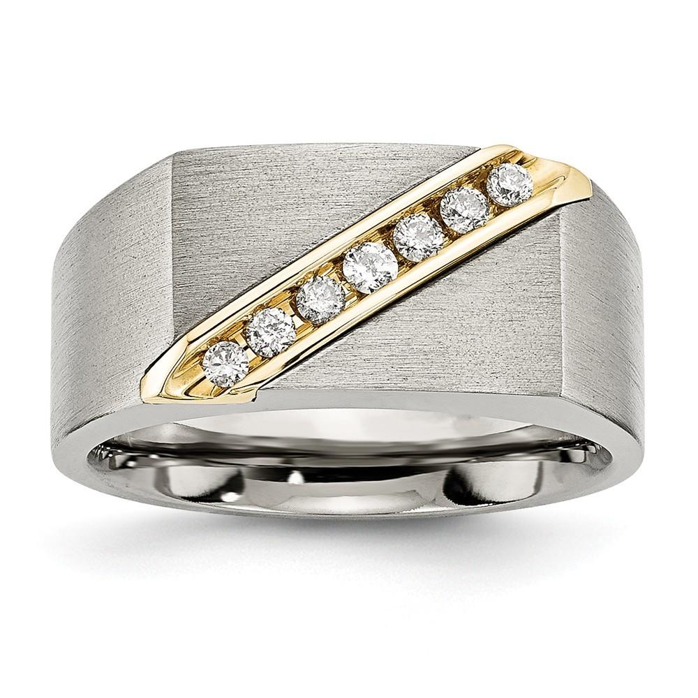 Jewelryweb Titanium 14k Brushed 1/5ct Tw. Diamond Ring - Size 8.5