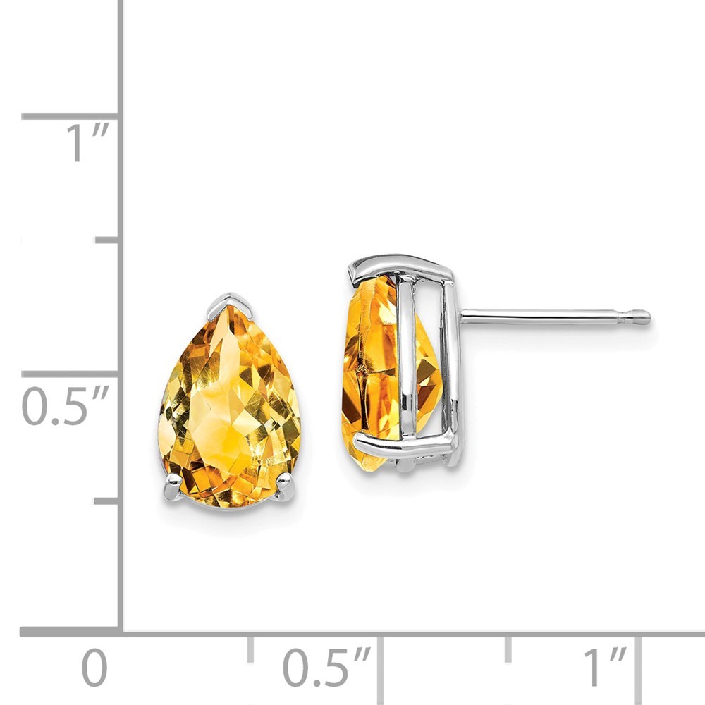 Jewelryweb 14k White Gold 10x7mm Pear Citrine Earrings - Measures 11x7mm Wide