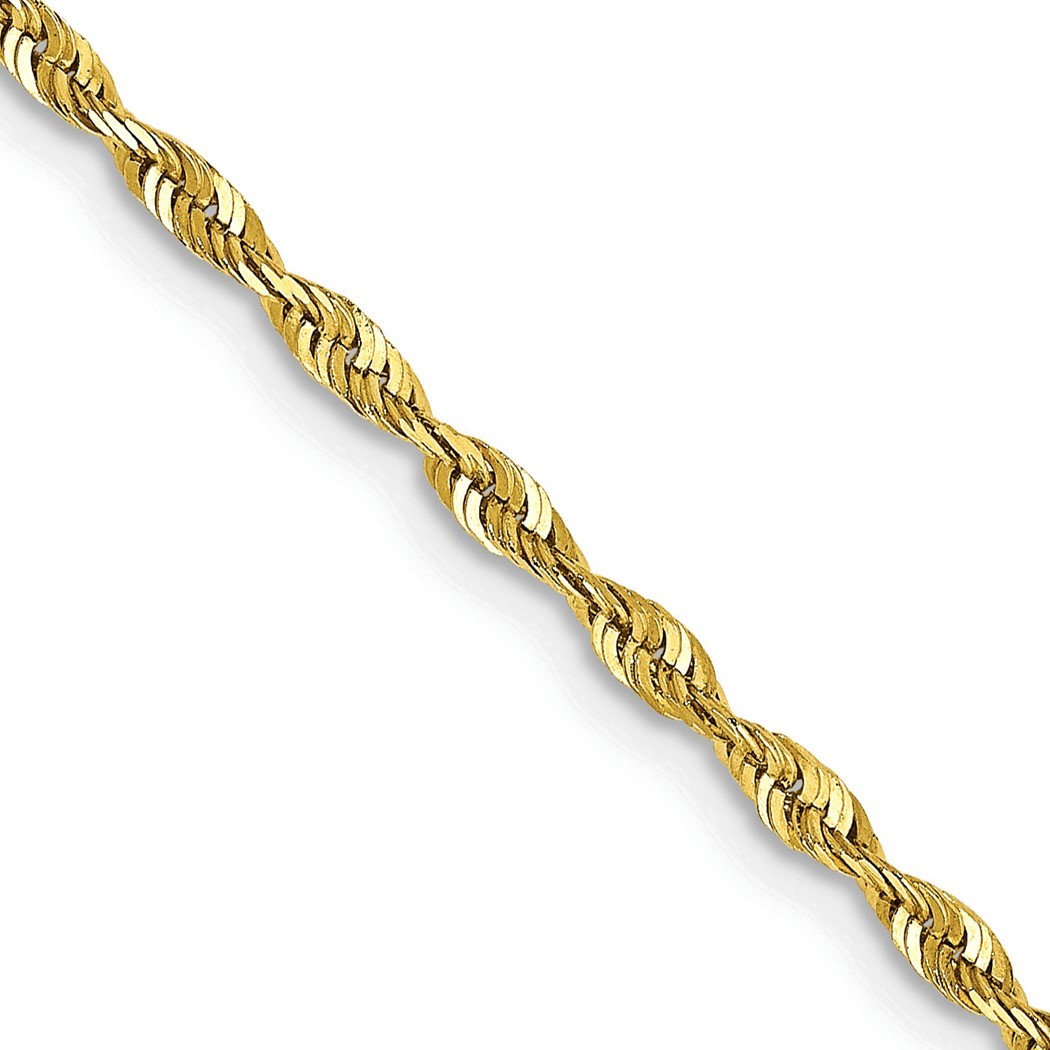 Jewelryweb 10k Yellow Gold 2.0mm Sparkle-Cut Extra-Lite Rope Chain Necklace - 30 Inch