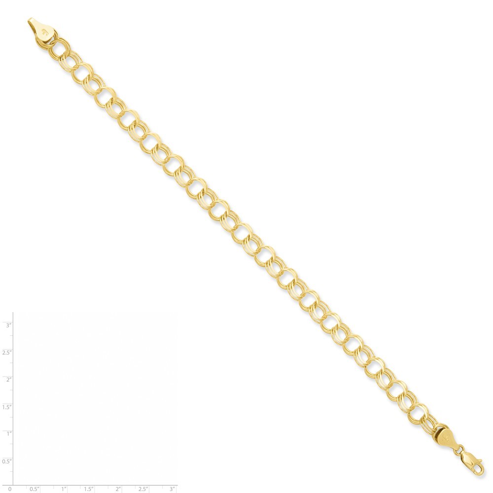 Jewelryweb 14k Yellow Gold Triple Link Charm Bracelet - 8 Inch - Box Clasp