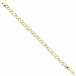 Jewelryweb 14k Yellow Gold Triple Link Charm Bracelet - 8 Inch - Box Clasp