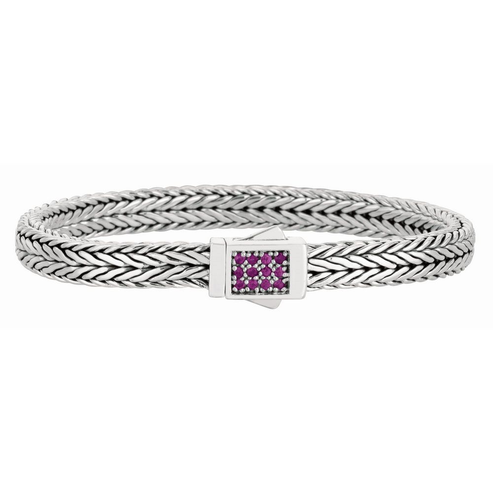 Jewelryweb Sterling Silver Rhodium Plated Designed Weave Bracelet