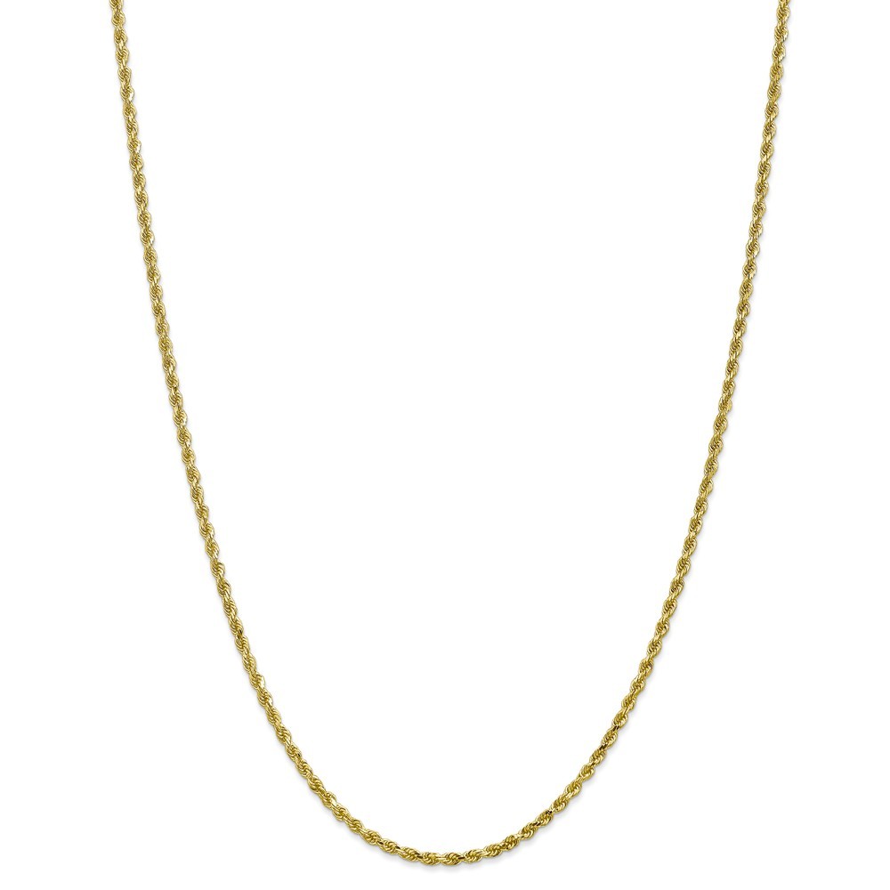 Jewelryweb 10k Yellow Gold 2.5mm Sparkle-Cut Rope Chain - 24 Inch - Lobster Claw