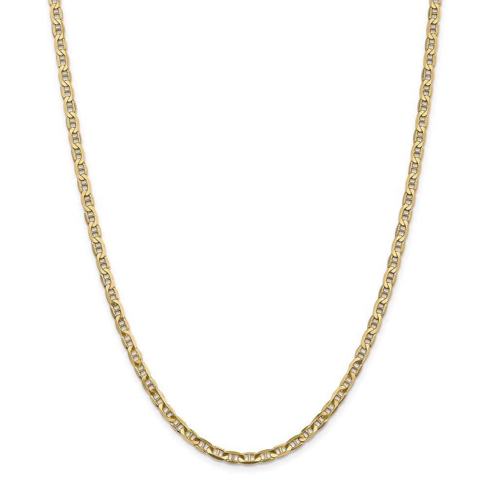 Jewelryweb 14k Yellow Gold 3.75mm Concave Anchor Chain Necklace - 24 Inch - Lobster Claw