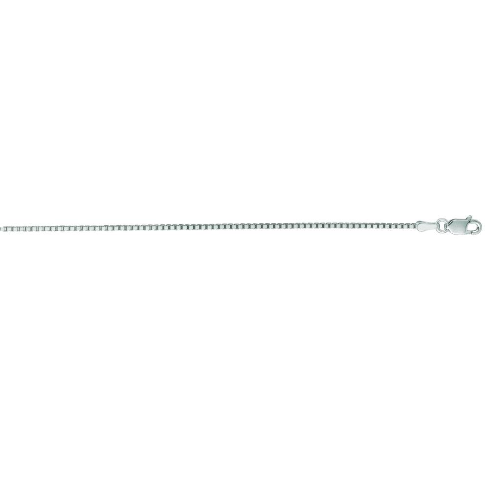 Jewelryweb 14k White Gold 1.1mm Shiny Classic Box Chain With Lobster Clasp Necklace - 16 Inch