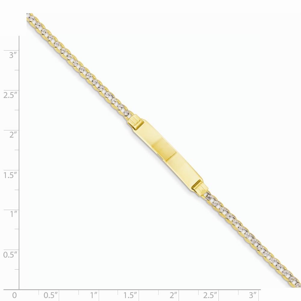 Jewelryweb 14k Yellow Gold Pave Curb ID Bracelet - 7 Inch - Lobster Claw - Measures 5.2mm Wide