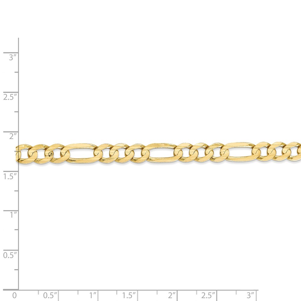 Jewelryweb 10k Yellow Gold Light Figaro Chain Bracelet - 7 Inch - 6mm - Lobster Claw