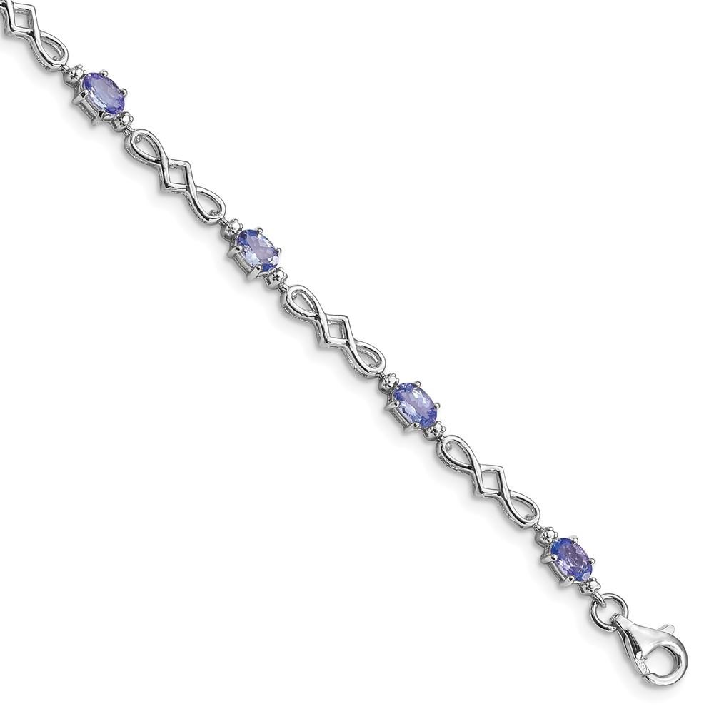 Jewelryweb Sterling Silver Tanzanite and Diamond Bracelet