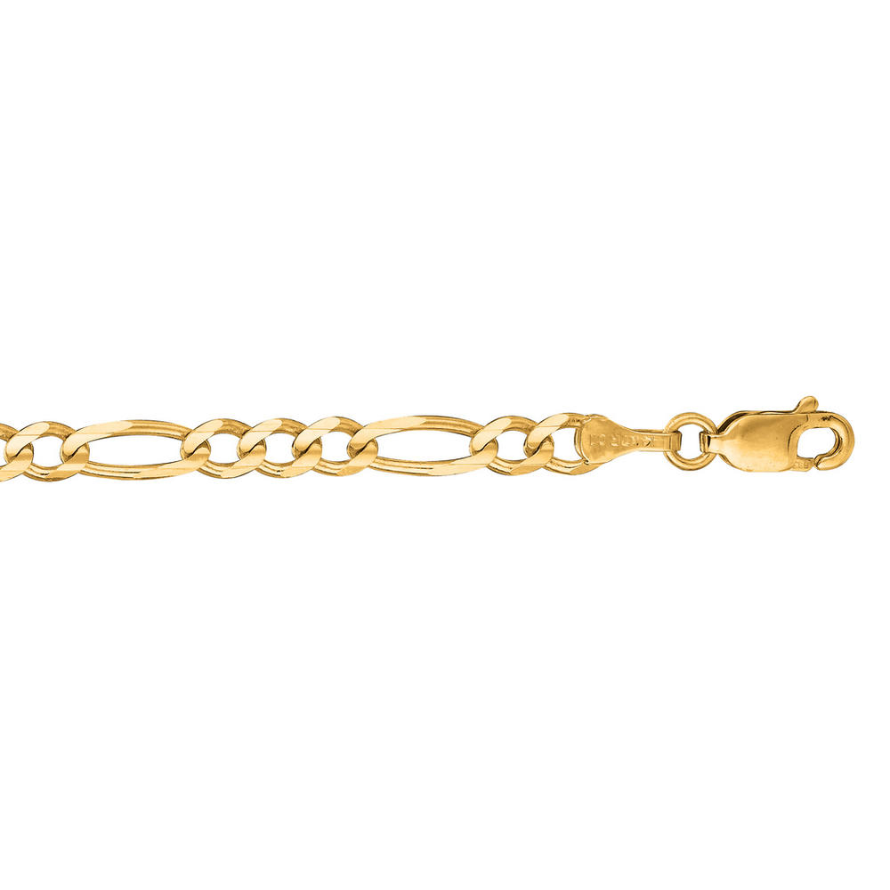 Jewelryweb 14k Yellow Gold 3.8mm Sparkle-Cut Alternate Classic Figaro Chain Lobster Clasp Necklace - 18 Inch