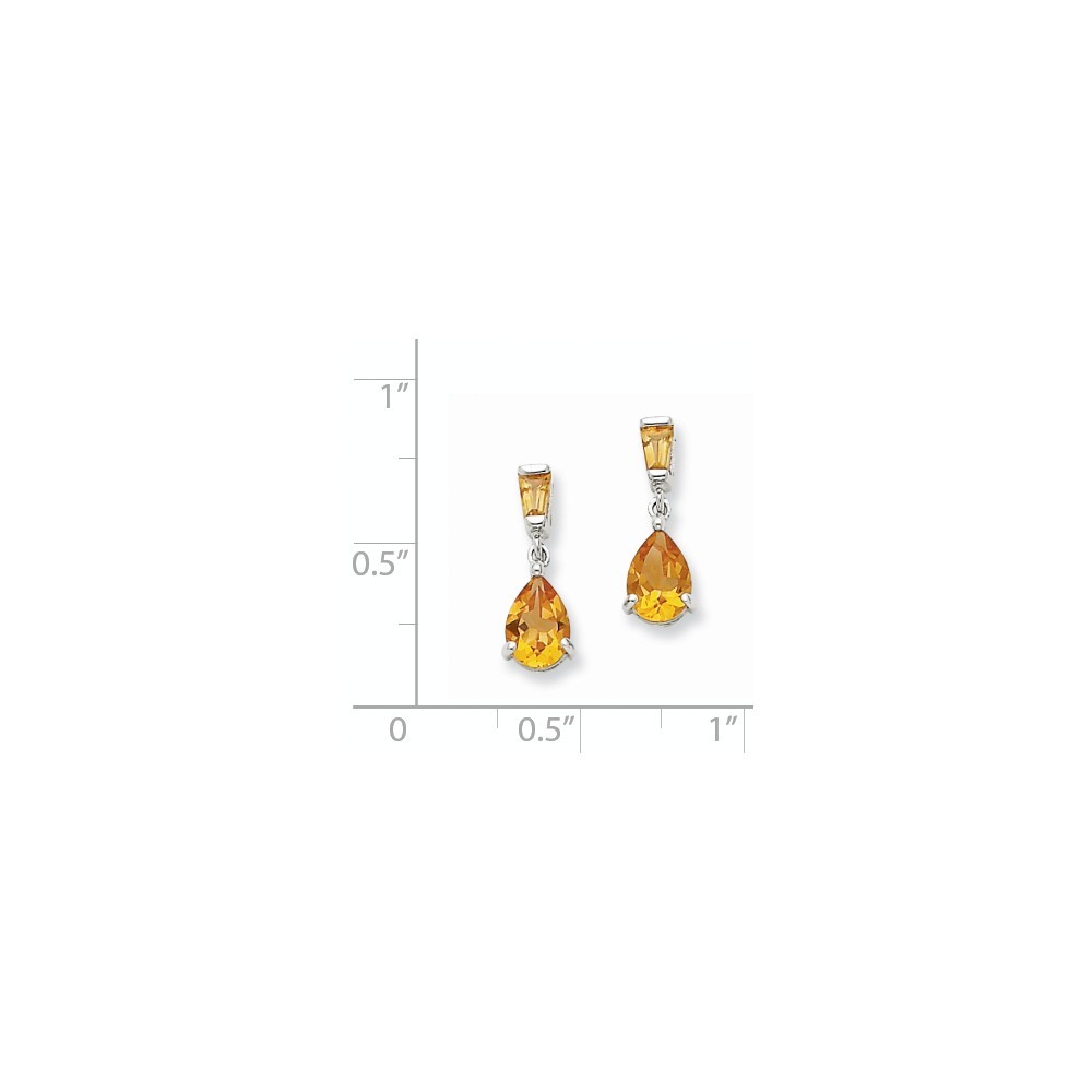 Jewelryweb 14k White Gold Citrine Dangle Post Earrings - Measures 18x5mm Wide