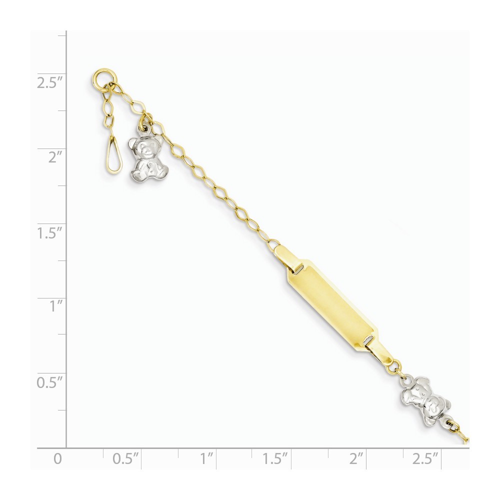 Jewelryweb 14k Two-Tone Gold Polished Teddy Bear ID Baby Bracelet - Measures 5mm Wide