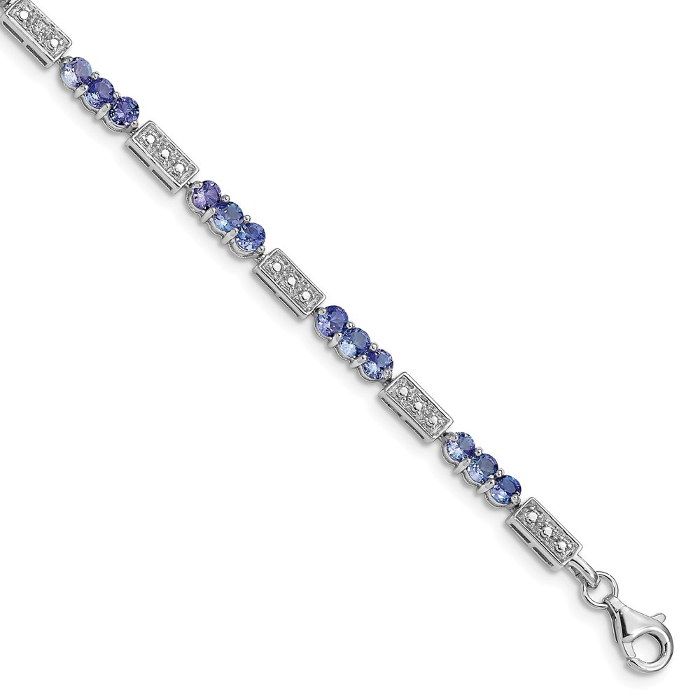 Jewelryweb Sterling Silver Tanzanite and Diamond Bracelet