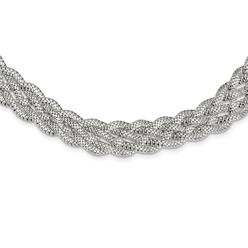 Jewelryweb 10.5mm Sterling Silver Braided Mesh Necklace - 18 Inch