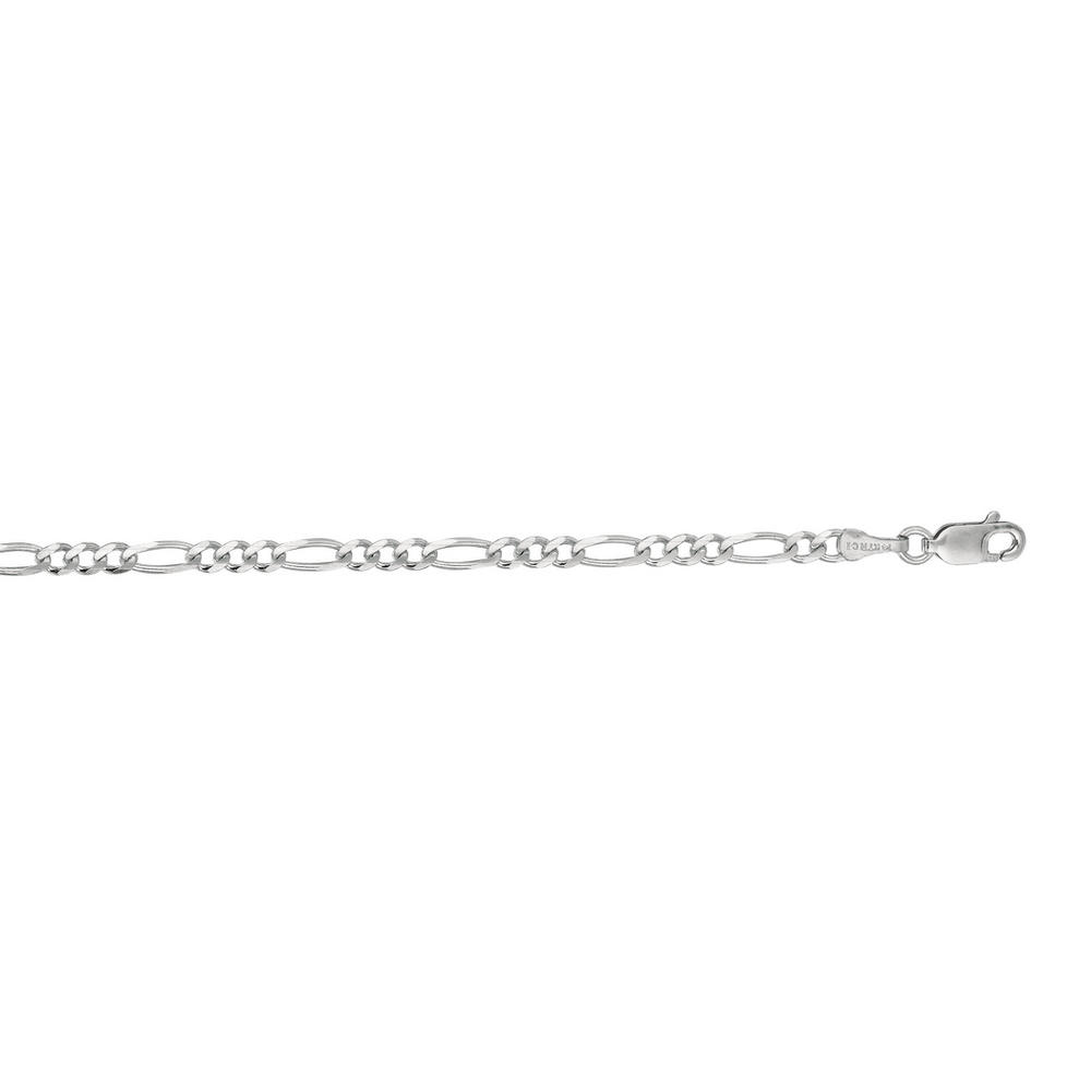 Jewelryweb 14k White Gold 3.0mm Sparkle-Cut Alternate Classic Figaro Chain Lobster Clasp Necklace - 20 Inch
