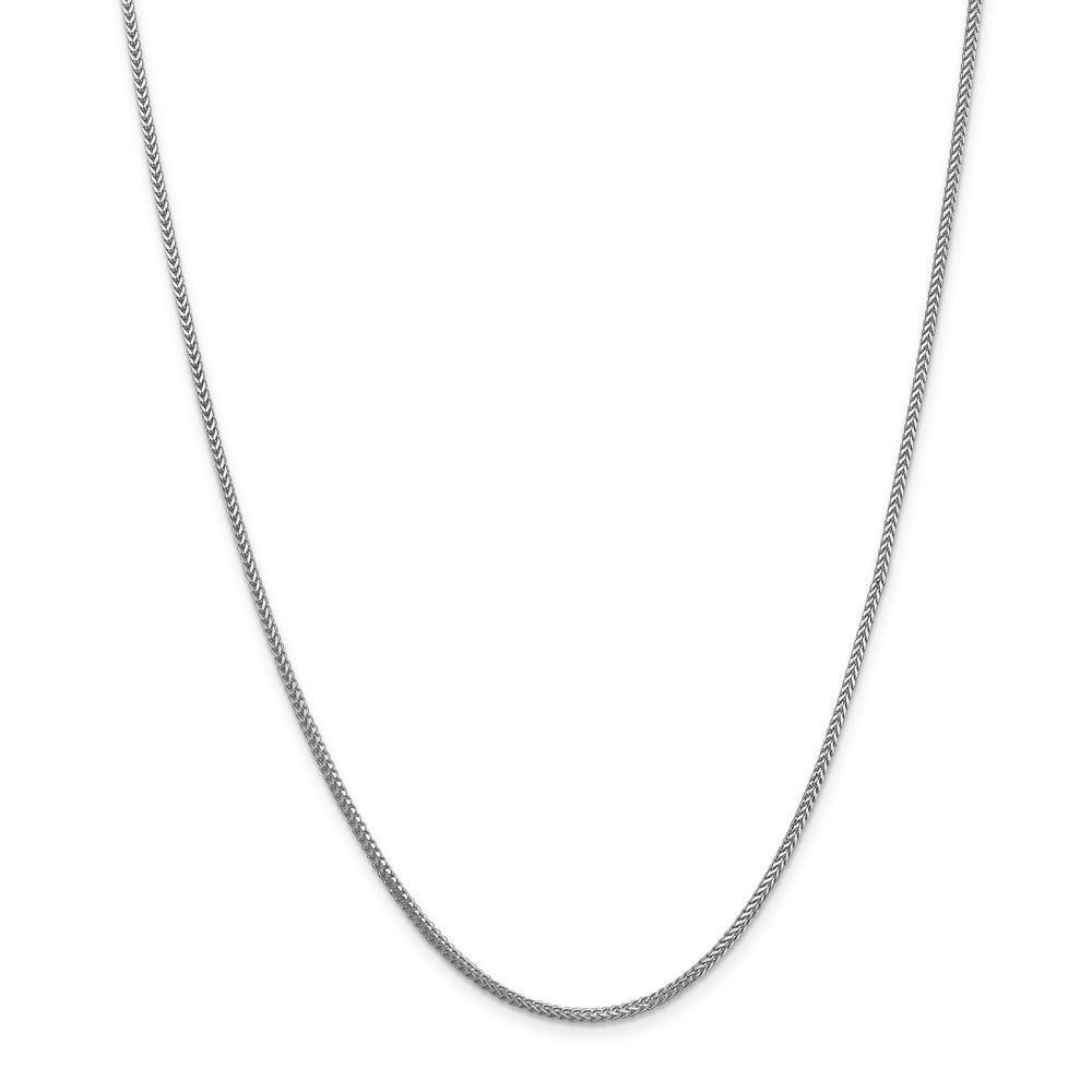 Jewelryweb 14k White Gold 1.3mm Franco Chain Necklace - 24 Inch - Lobster Claw