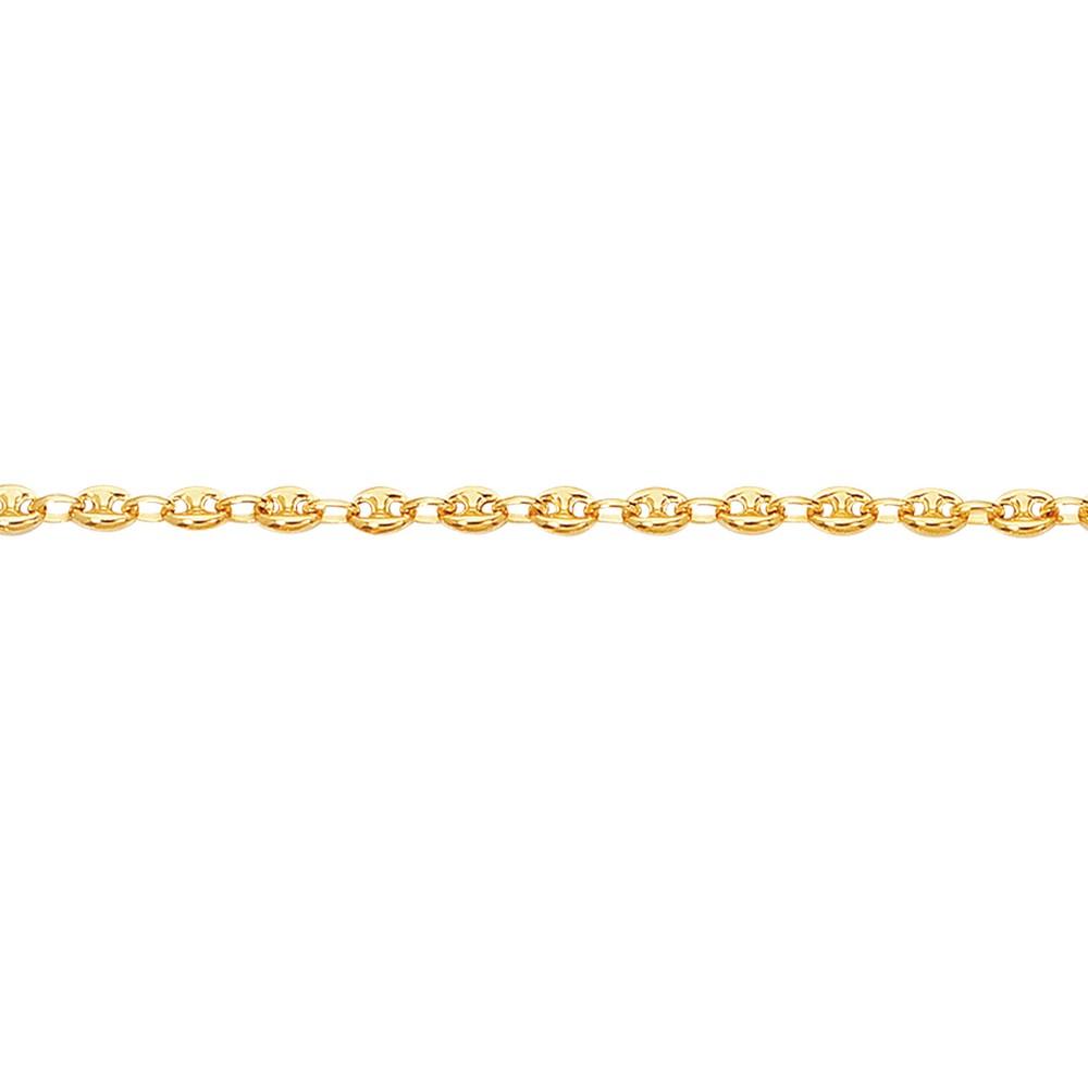 Jewelryweb 14k Yellow Gold 4.7mm Sparkle-Cut Puffed Mariner Chain With Lobster Clasp Bracelet - 6 Inch