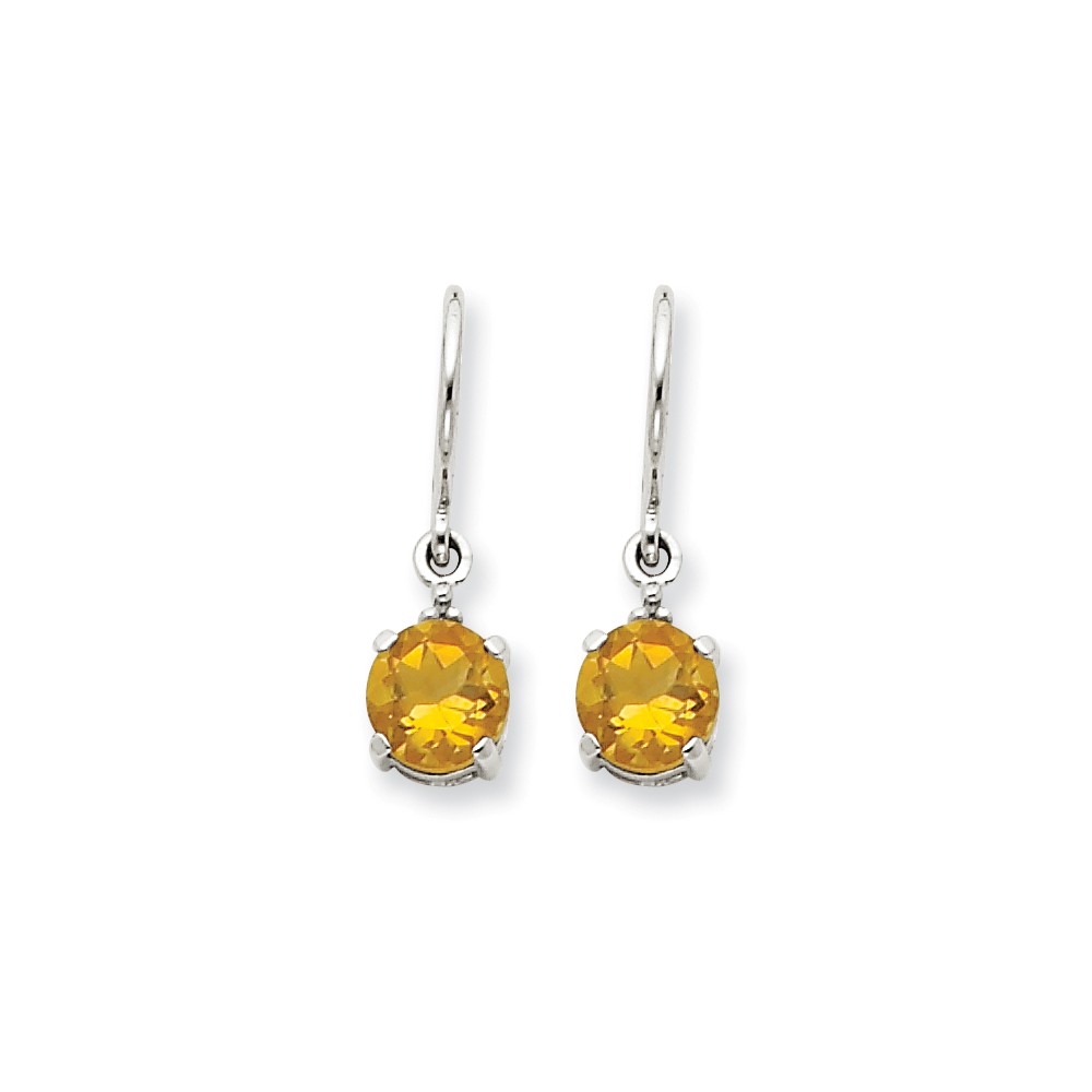 Jewelryweb 14k White Gold Citrine and Diamond Dangle Earrings