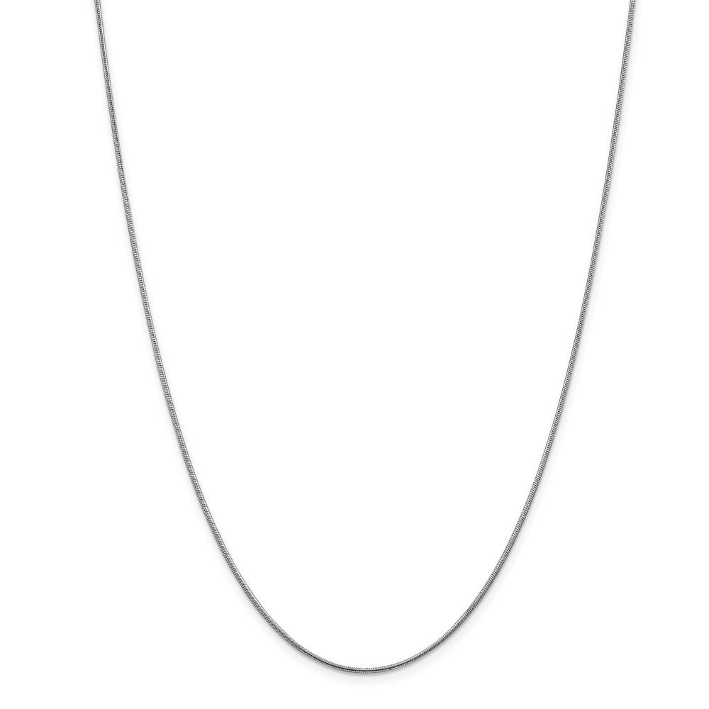 Jewelryweb 14k White Gold 1.2mm Round Snake Chain Necklace - 24 Inch - Lobster Claw