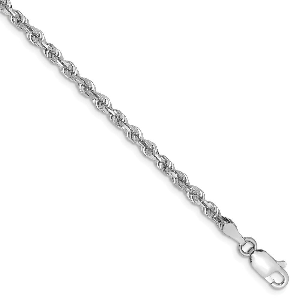 Jewelryweb 14k White Gold 3.0mm Sparkle-Cut Quadruple Rope Chain Bracelet - 7 Inch