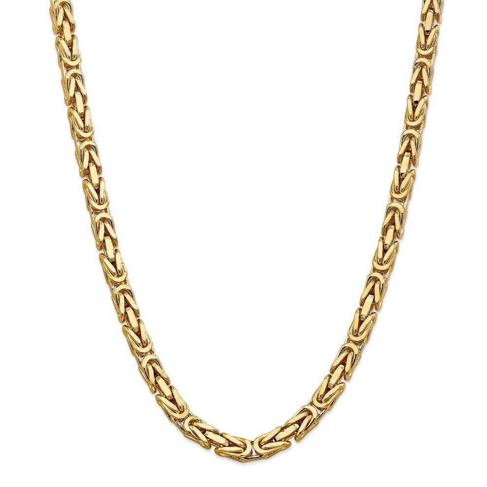 Jewelryweb 14k Yellow Gold 6.50mm Byzantine Chain Necklace - 24 Inch - Lobster Claw