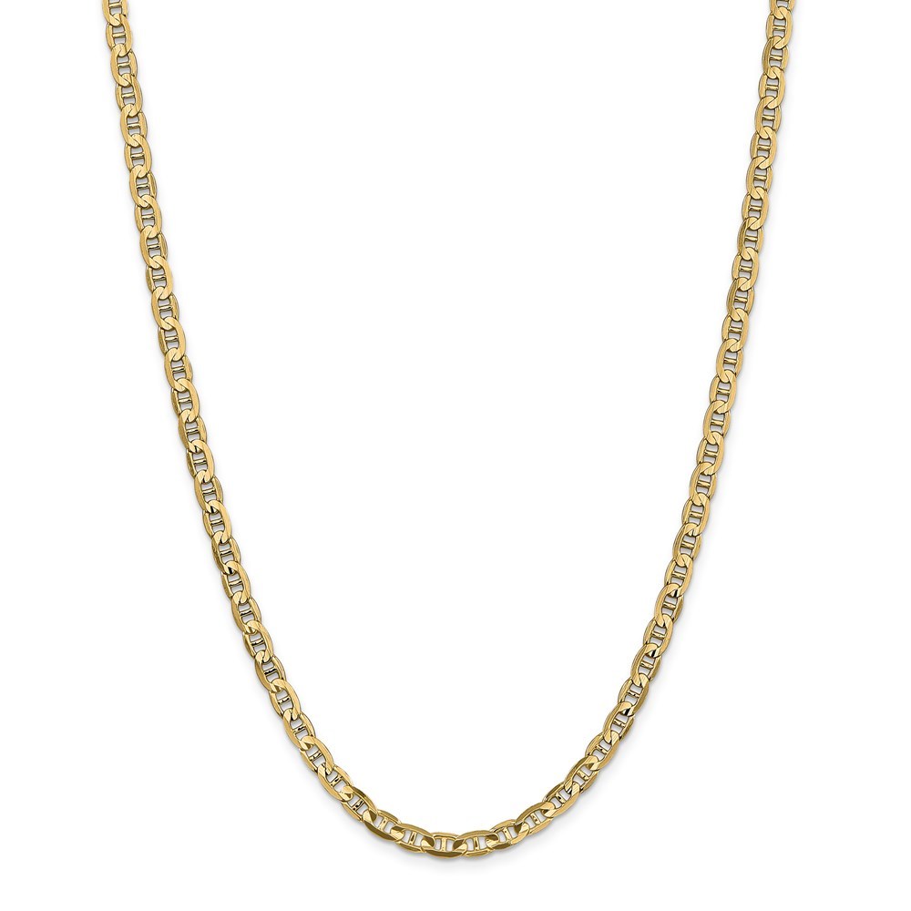 Jewelryweb 14k Yellow Gold 4.5mm Concave Anchor Chain Necklace - 22 Inch - Lobster Claw