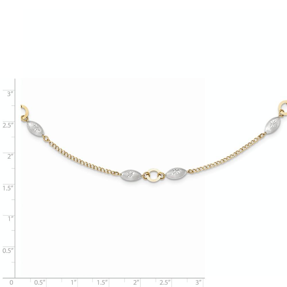 Jewelryweb 14k Two Tone Gold Sparkle-Cut Satin Puff Beads With 2 In Ext Necklace - 16 Inch