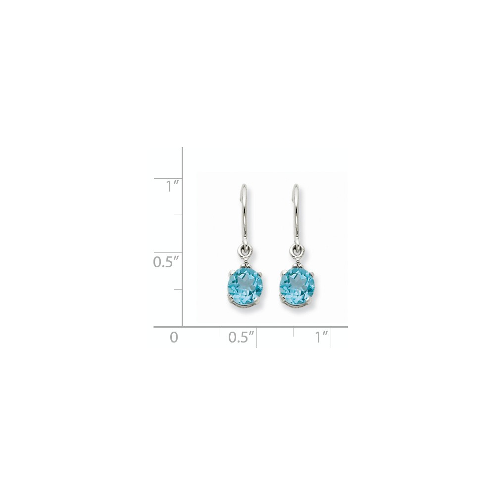 Jewelryweb 14k White Gold Blue Topaz and Diamond Dangle Earrings