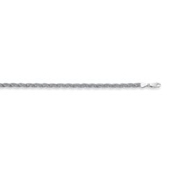 Jewelryweb 14k White Gold 3.5mm Sparkle-Cut Braided Fox Chain With Lobster Clasp Anklet - 10 Inch
