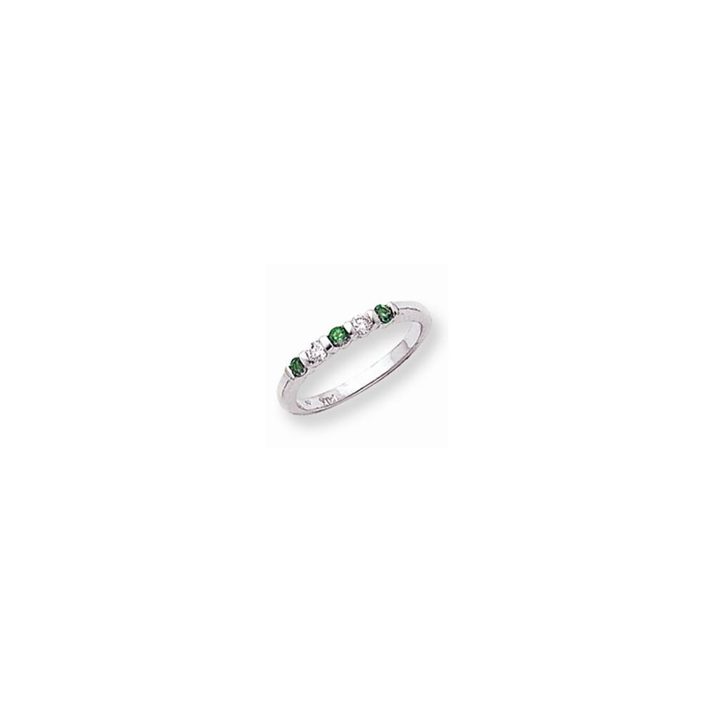 Jewelryweb 14k White Gold 2.25mm Emerald Diamond anniversary Band Ring - Size 6