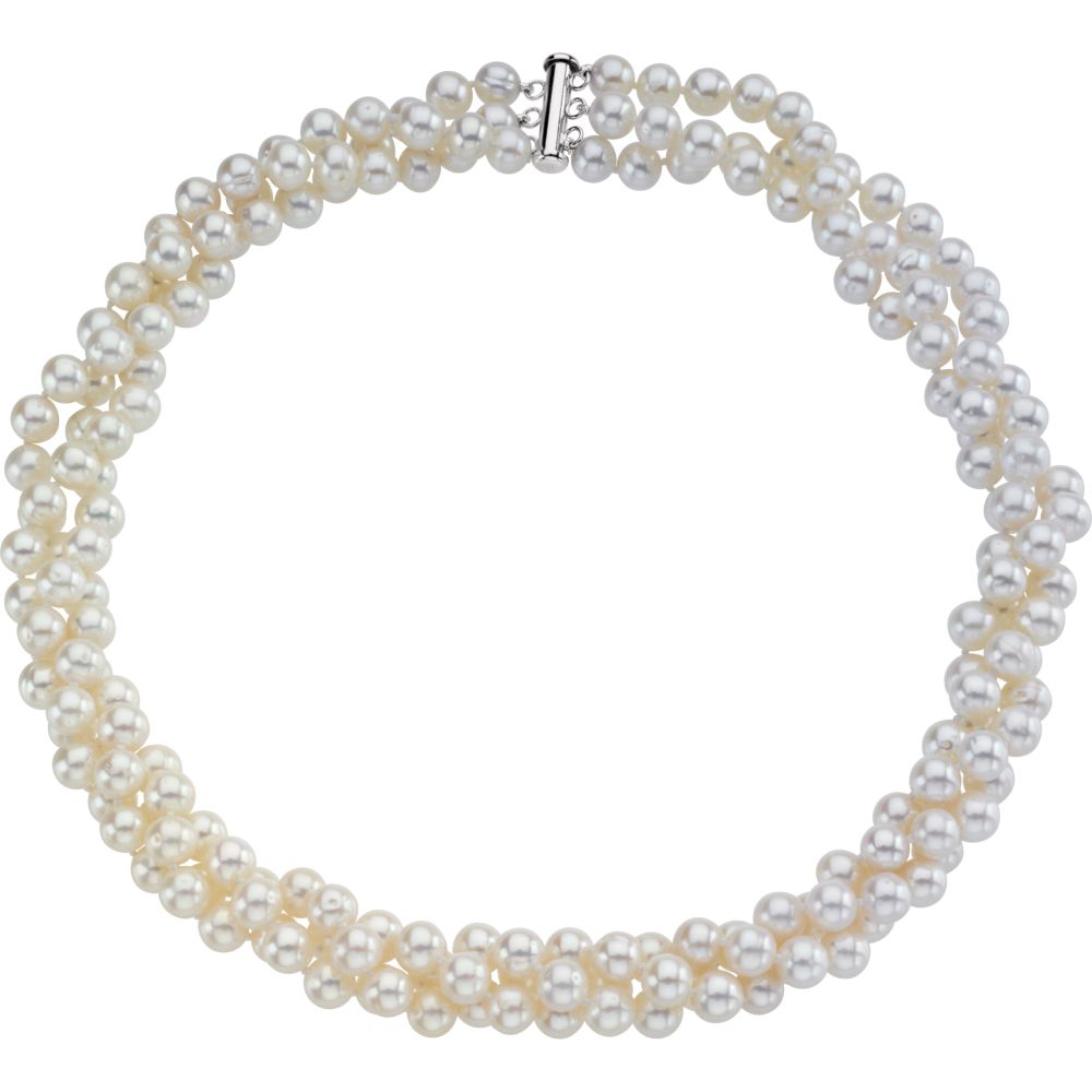 Jewelryweb Sterling Silver Freshwater White Freshwater Cultured Pearl Necklace 7 - 8mm 22 Inch