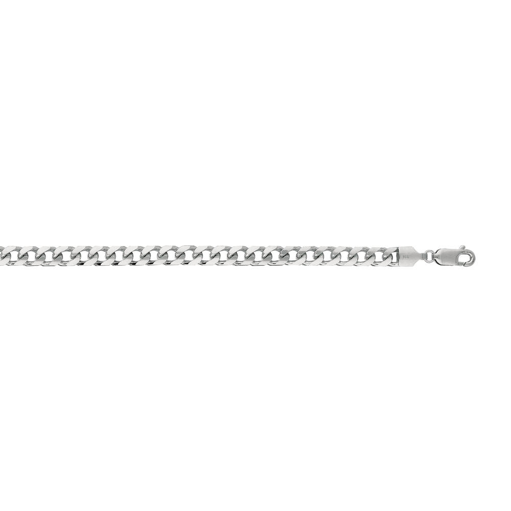 Jewelryweb 14k White Gold 4.4mm Sparkle-Cut Miami Curb Link Chain With Lobster Clasp Necklace - 22 Inch