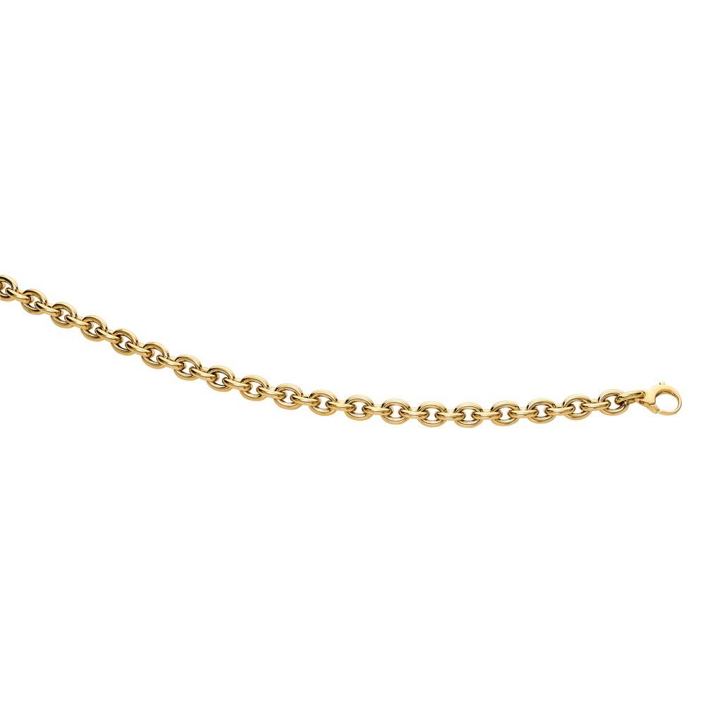 Jewelryweb 14k Yellow Gold Shiny Oval Cable Chain Link With Pear Shape Clasp. Bracelet - 7.5 Inch