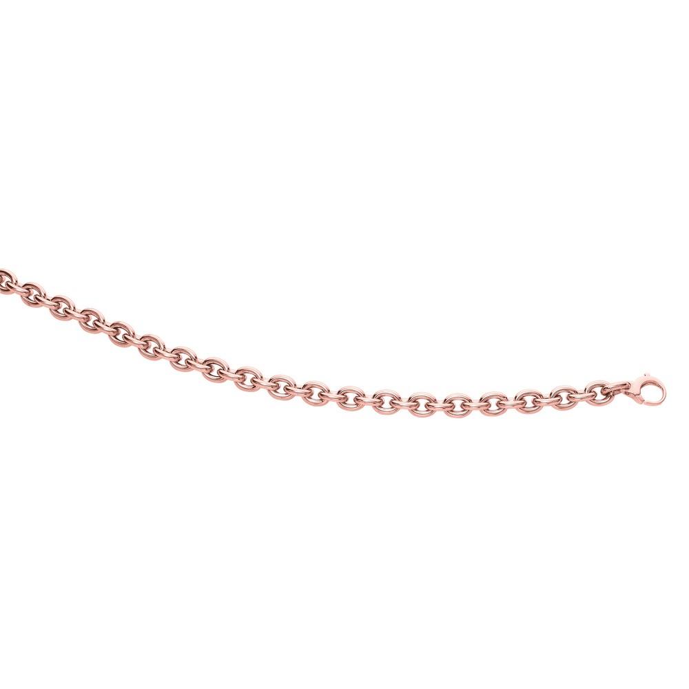 Jewelryweb 14k Rose Gold Shiny Oval Cable Chain Link With Pear Shape Clasp Bracelet - 7.5 Inch