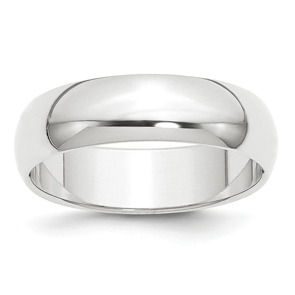 Jewelryweb Platinum 6mm Half-Round Featherweight Band Ring - Size 4